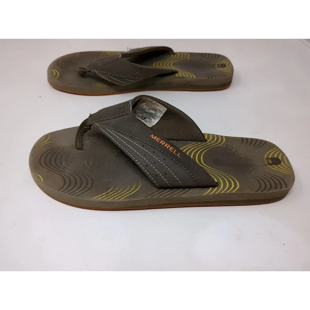 Merrell Flip Flop Sandals Thong Mens Size 7 Brown‎ Bungee Cord